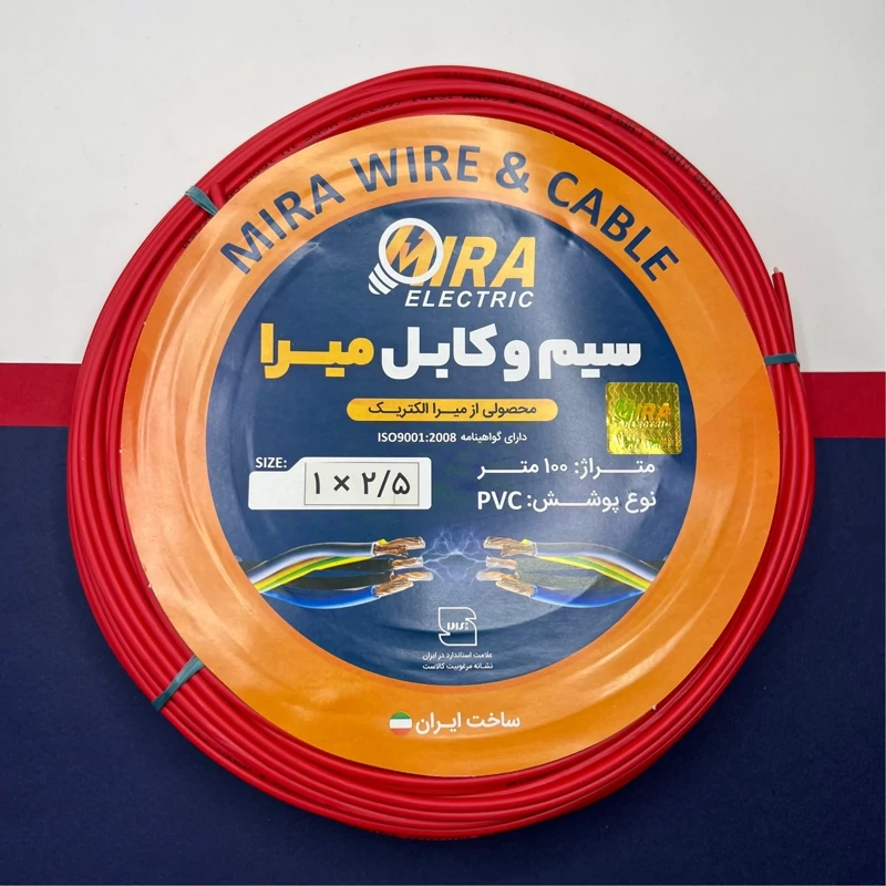 سیم برق افشان 1 در 2.5 میرا رنگ قرمز 100 متر